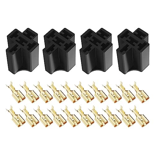 Image of eMagTech 4 Sets Car Relay Plug Holders with 6.3mm Terminals for 4 Pin 5 Pin Relays 10A 12V/24V Automotive Relay Socket Base Connector Replacement Parts