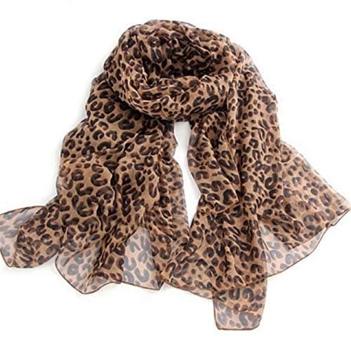 Image of Fashion Base Women Large Leopard Animal Print Lightweight Soft-touch Rectangle Everyday Scarf (U Shap Leopard)