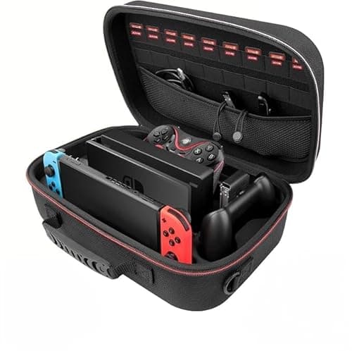 Image of ARVOK Storage Case Compatible with Nintendo Switch/Switch OLED, Portable Travel All Protective Hard Messenger Bag, Soft Lining 18 Games Carrying Case for Switch Console Pro Controller & Accessories