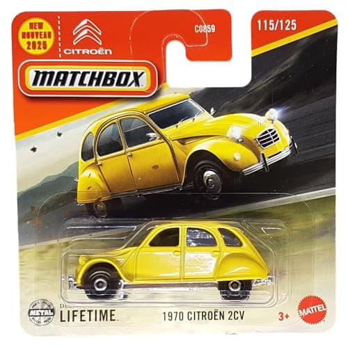 Image of Matchbox - 1970 Citroen 2CV - MBX Road Trip 115/125 - JBR12 - Short Card - Duck Yellow - Superfast Lesney - Mattel 2025-1:64