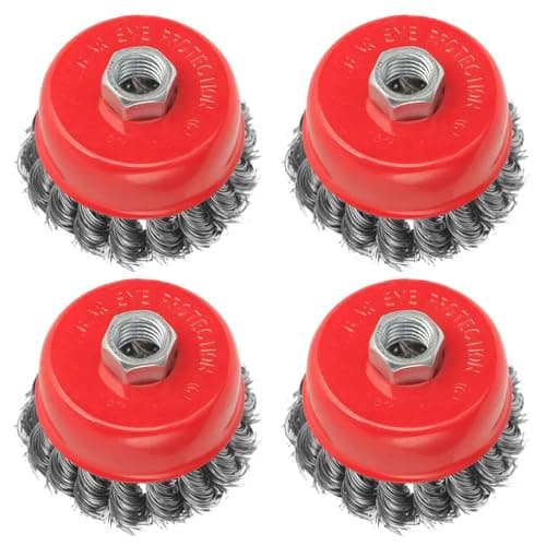 Image of 4 PCS Wire Cup Brush for Angle Grinder 115mm, Twist Knot Wire Brush Ø 75 mm Thread M14 x 2 Fits for Heavy Cleaning, Stripping, Paint, Rust Removal, Rough Surface Treatment and Grinding