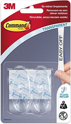 Image of Command 17091CLR – Pack of 2 Medium Hooks with Clear Strips (Plastic)