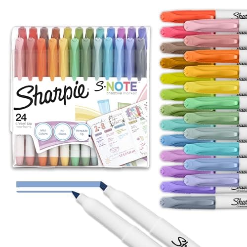 Image of Sharpie S-Note Creative Markers, Highlighters, Assorted Colors, Chisel Tip, 24 Count
