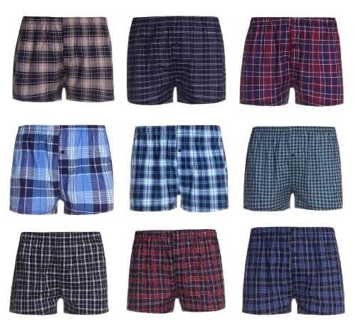 Image of Trendy Lane Pack of 3 Mens Woven Boxers Shorts, Cotton Rich, Assorted Colour, Button Fly and Extra comfort Loose Fit (XLarge)