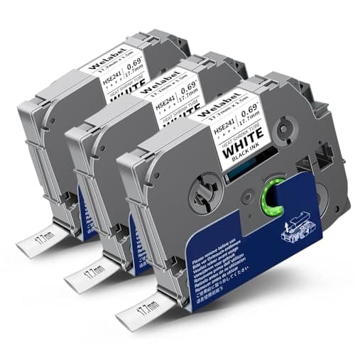 Image of Welabel 3X Compatible HSe-241 HSe241 for Brother Tze 17.7mm Heat Shrink Tube Label Tape Black on White for P-Touch PT-D600 PT-D450 PT-P750W PT-E550WVP PT-D610BT PT-E300VP PT-E560BTVP PT-E500