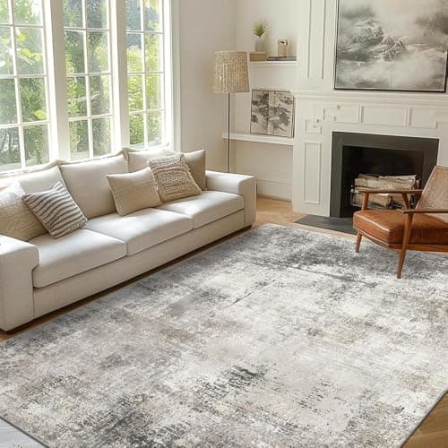 Image of BEIMO Large Washable Rugs Living Room 160x230cm, Modern Style for Bedroom Soft Short Pile, Non-Slip Rugs for Living Room, Dining Room, Simple Abstract Grey
