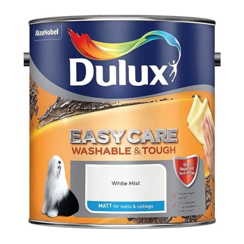 Image of White Mist Dulux Easycare Matt Emulsion Paint 2.5L – Washable & Stain Resistant, Durable Matt Finish, Quick Dry, Low Odour Interior Wall & Ceiling Paint