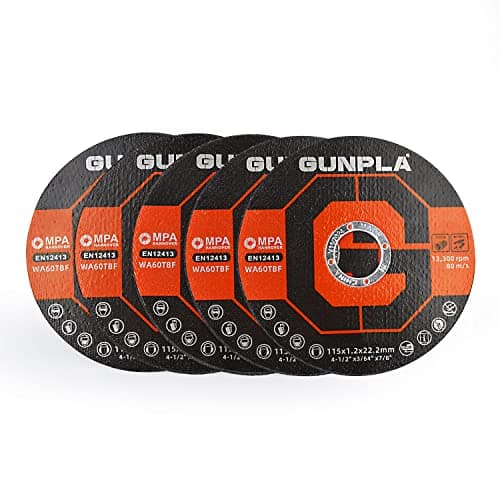 Image of Gunpla Cut Off Wheels 5-Pieces Metal and Stainless Steel Cutting Discs, 115mm x 1.2mm x 22.2mm Thin Abrasive Blades Set for Angle Grinders, Metals, Iron Sheets