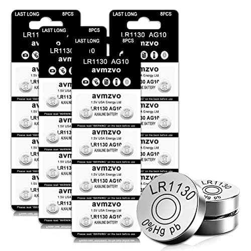 Image of LR1130 Battery AG10 1.5V Alkaline Button Cell Coin Batteries lr1131 SR1130 LR54 for Watch, Calculator, Toys,No Mercury,32pcs 【3 year warranty】 (1130-32pcs)