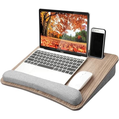 Image of HUANUO Laptop Trays - Portable Lap Desk with Pillow Cushion, Fits up to 15.6 inch Laptop, with Anti-Slip Strip & Storage Function for Home Office Students Use as Computer Laptop Stand, Book Tablet