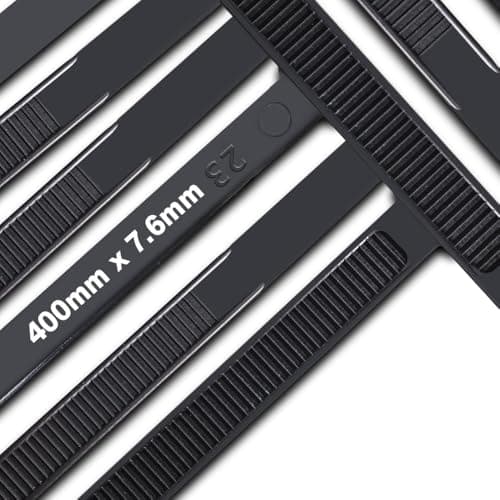 Image of Cable Ties,400mm×7.6mm Heavy Duty with 70 kg Tensile Strength Large UV Resistant Strong Nylon Cable Zip Ties(100 Pieces),Black