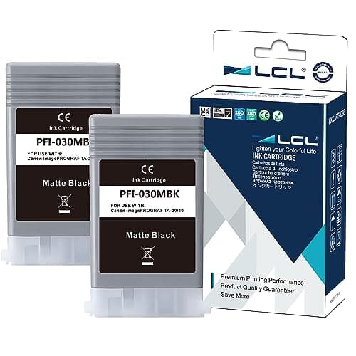Image of LCL Compatible Ink Cartridge PFI030 PFI-030 PFI030MBK PFI-030MBK (2PK 55ml Matte Black) Replacement for Canon ImagePrograf TA-20 ImagePrograf TA-30 ImagePrograf TM-240 ImagePrograf TM-340
