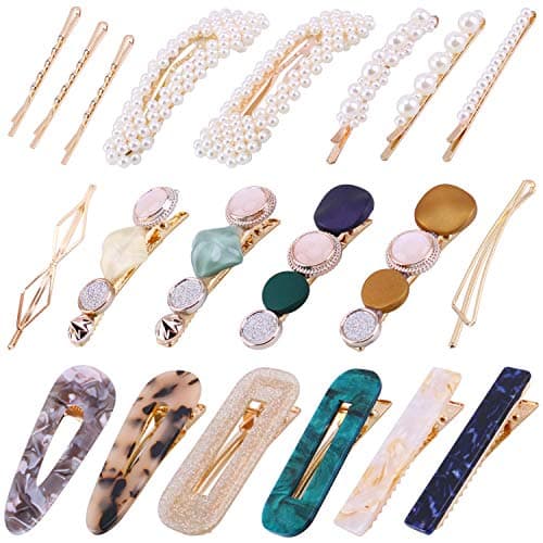 Image of 20Pcs Pearl Hair Clips -Fashion Pearls Hair Barrettes Sweet Artificial Macaron Acrylic Resin Barrettes Hairpins for Women,Ladies and Girls Headwear Styling Tools Hair Accessories