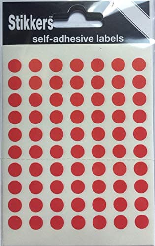 Image of 490 Red 8mm Sticky Coloured Dots Easy Peel Self Adhesive Colour Coding Sticky Dots Round Labels Circle Stickers