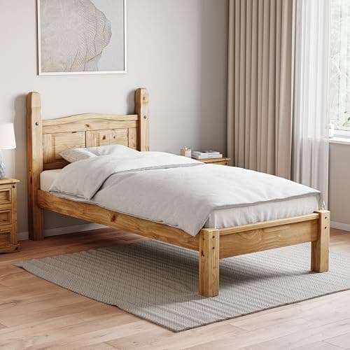 Image of Vida Designs Corona Single Bed, 3 ft, Low Foot End Bed Frame, Solid Pine Wood