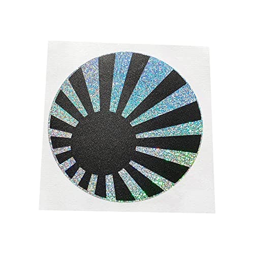 Image of Rising Sun Round Flag Sticker JDM Japan Japanese Wall Art Car Window Bumper Vinyl Decal Graphic Small to Large Sizes Matt Black and Silver Rainbow Glitter Plus More Colour Options