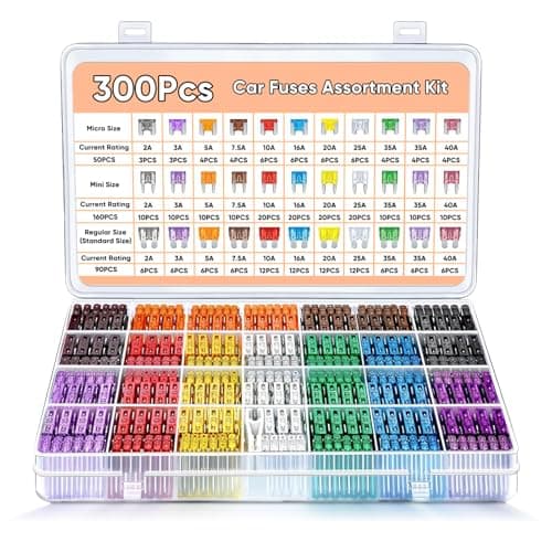 Image of 300 Pcs Car Fuses Assorted Kit with Puller - 160 Mini Blade Fuses + 90 Standard + 50 Micro Fuse - Automotive Fuse Box Set for Cars, RVs, Trucks, Motorcycles (2A 3A 5A 7.5A 10A 15A 20A 25A 30A 35A 40A