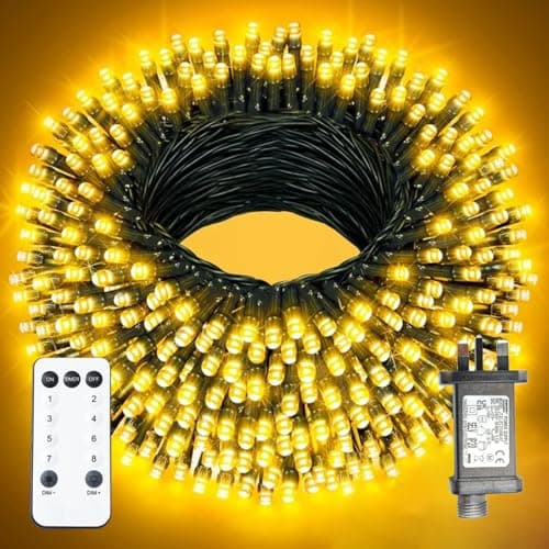 Image of XmasBokeh Fairy Lights Plug in 20m 200 LED Warm White String Lights with Remote Control Timer Mains Powered 8 Modes Memory Indoor Outdoor Christmas Lights for Bedroom Garden