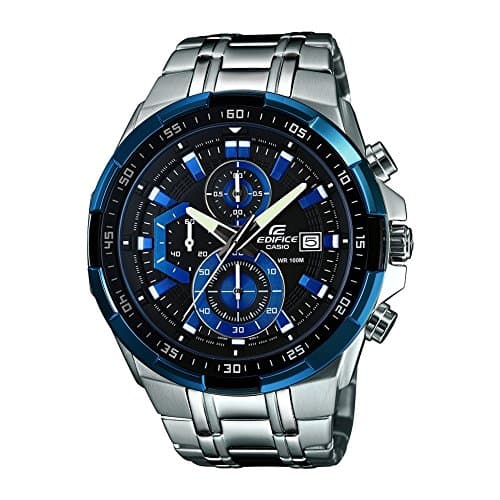 Image of Edifice EFR-539D-1A2VUEF Men's Quartz Watch with Black Dial Analogue Display and Silver Stainless Steel Bracelet