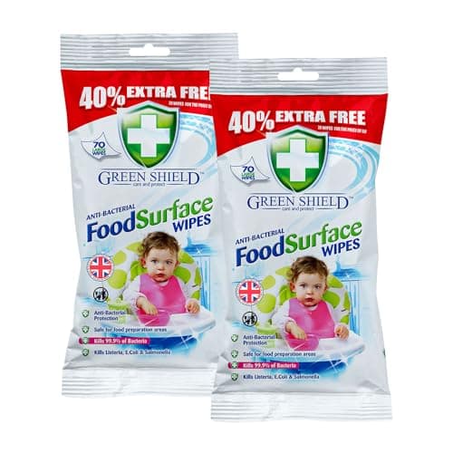 Image of Zopper Food Surface Wipes 2 x 70 Large Wipes Anti-Bacterial for Kitchen & Food Prep Areas | Kills 99.9% of Bacteria* | Made in the UK | Resealable Packs
