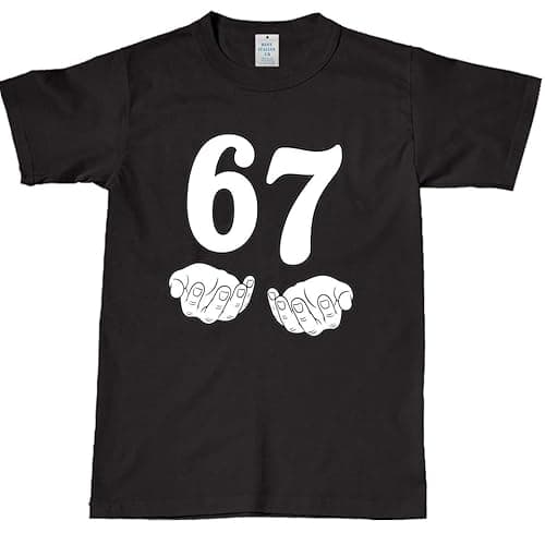 Image of BESTITALIANUK Funny Six Seven 6 7 Meme Gen Alpha Slang 6 7 Hands for Men Women Kids T-Shirt Black