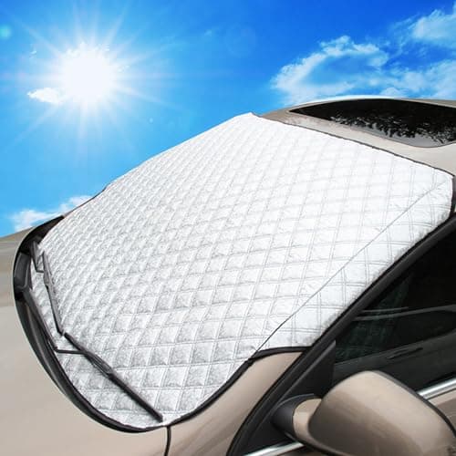 Image of Car Windscreen Cover,Front Windshield Cover for Cars,Foldable Car Windscreen Frost Protector,Snow Cover,Anti Ice Sun UV Dust Waterproof Resistant for Cars in all Weather (145x100 CM)