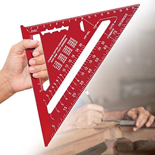 Image of Senbaler 7 inch Carpenters Speed Square Metric,Roofing Rafter Square,Thickened Aluminum Alloy Triangle Ruler Protractor,Layout Tool Kit for Builders Joiners