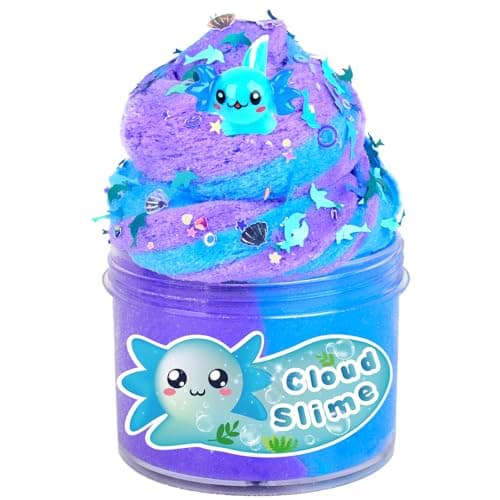 Image of 7OZ Cloud Slime with Stars, Moons, Glitter Add-Ins, Premade Blue Purple Snow Slime for Kids Party Favors, Stress Relief Toy for Girls Boys
