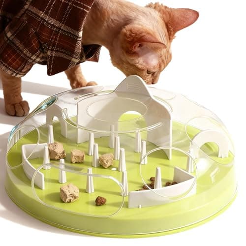 Image of Pet Prime Interactive Cat Puzzle Feeder Toy, 3-Stage Adjustable Cat Treat Toy, Slow Feeder for Indoor Cats, Enrichment Toy with Mental Stimulation & Brain Training (Green)