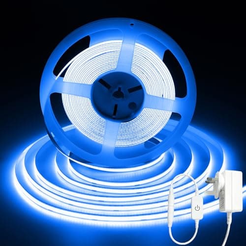 Image of iNextStation 10M Blue COB Strip Lights, 24V LED Tape Lights with Plug, CRI93+ High Bright Cuttable Dimmable Light Kit for Gaming Room Monitor Bedroom TV Backlight Bar Cabinet Wall Ceiling Decor