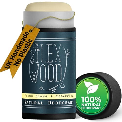 Image of The Ilex Wood Natural Deodorant Stick 70ml – Handmade in UK, Aluminium Salts Free, Plastic Free, Alcohol Free, Vegan, Eco Friendly Cardboard Tube – Ylang Ylang & Cedarwood (Sweet & Woody)
