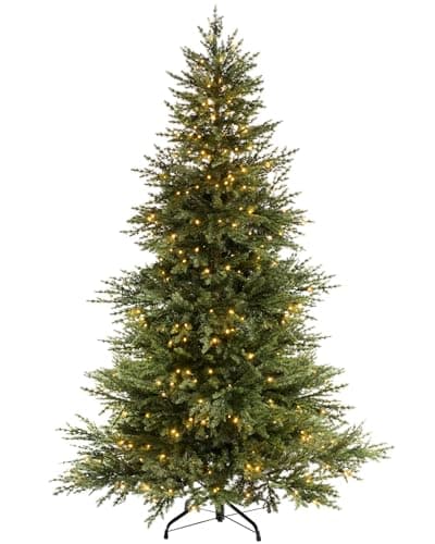 Image of WeRChristmas Pre-lit Traditional Fir Multi-Function Christmas Tree, 450 Chasing Warm LED, Colour, 7 feet/2.1m
