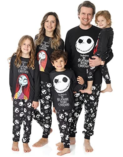 Image of Disney The Nightmare Before Christmas Boys Pyjamas | Jack Skellington Sally Halloween Festive Long Sleeve Long Leg PJs Set | Matching Family Pajama Nightwear for Kids