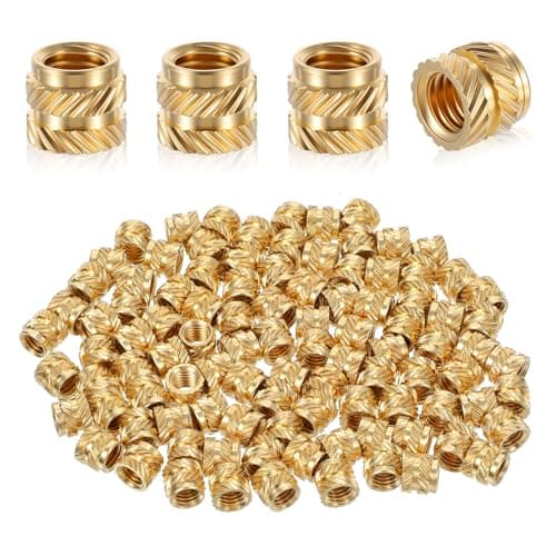 Image of 100 Pack M5 Threaded Insert M5 Heat Set Inserts 3D Printing Brass Nuts Knurled Twill Thread Nut Inserts for Automotive Plastic Shells