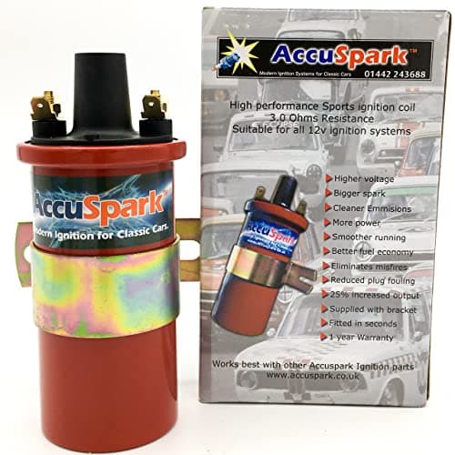 Image of Accuspark Red replaces Lucas DLB105, 12v Non-Ballast 3 Ohm Sports Ignition Coil