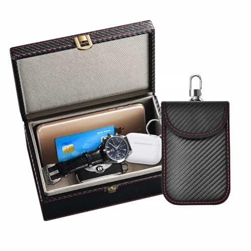 Image of DYUEE Faraday Box for Car Keys RFID Signal Blocker Box with Faraday Blocking Pouch 19x12x9CM Anti-Theft Key Fob Protector 12 Keys Capacity Universal Car Key Safe for Keyless Entry Cars (Large)