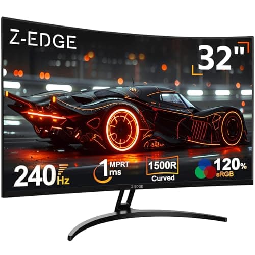 Image of Z-Edge 32 Inch Curved Gaming Monitor 240Hz 1ms MPRT Full HD 16:9 Curved Screen Frameless LED Monitor, Ultra-Thin Bezel, FreeSync, DisplayPort & HDMI, Black