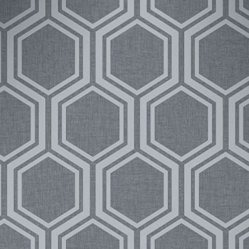 Image of Arthouse Metallic Textures Luxe Hexagon Gunmetal Silver Wallpaper 906601 - Geo
