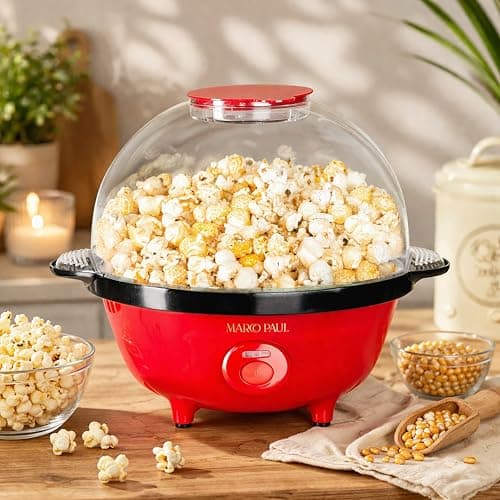 Image of Marco Paul Fat Free Hot Air Popcorn Maker No Oil Homemade Healthy Snacks Popcorn Maker For Home Use Movie Nights Parties Durable Easy to Use Popcorn Machine (Large Popcorn Maker)