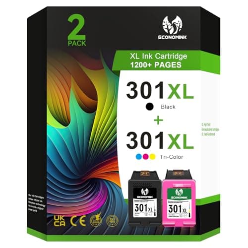 Image of 301XL Ink Cartridges Black and Colour – Compatible with HP 301, Remanufactured Combo Pack, High Yield & Vivid Printing for DeskJet 1050 1510 2050, OfficeJet 2620 4630, Envy 4500 5530