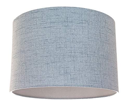 Image of Contemporary and Sleek 12 Inch Light Blue Slate Textured Linen Fabric Drum Lamp Shade 60w Maximum | 30cm Diameter | for Table Lamp or Pendant by Happy Homewares