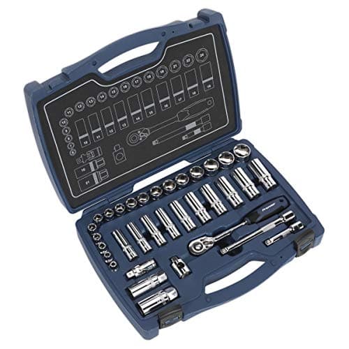 Image of Sealey Ak8991 Socket Set 34Pc 3/8In Sq Drive 6Pt Walldrive Metric