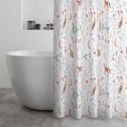 Image of Catherine Lansfield Enchanted Twilight Animals 180x180cm Shower Curtain White