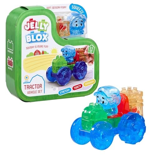Image of Jelly Blox - Tractor Vehicle Set | Squishy Is More Fun! | Unique Squishy Building System | For Ouch-Free, Open, Imaginative Play | For Boys And Girls Ages 2+