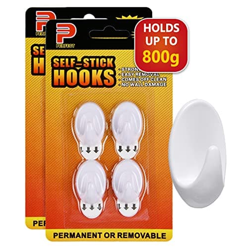 Image of Ainiv 2-Packs 8pcs Small Hooks with Adhesive Strips(Damage-Free Remove), Multi-Function Self Adhesive Hooks, Wall Door Hooks for Bathroom Kitchen Hanging Bag Coat Cloth Flowerpot, Holds up to 0.8kg