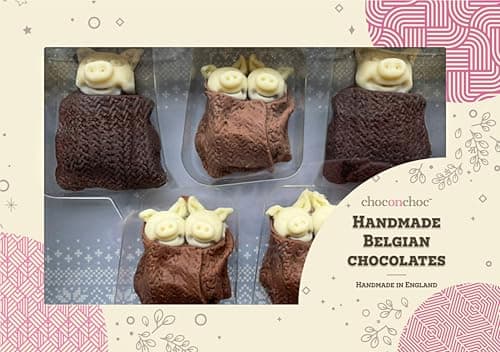 Image of Choc on Choc | Milk & Dark Chocolate Pigs in Blankets 130g | Finest Belgian Chocolate, Fun Novelty Chocolates | Perfect for any Occasion | Stunning Gift Box