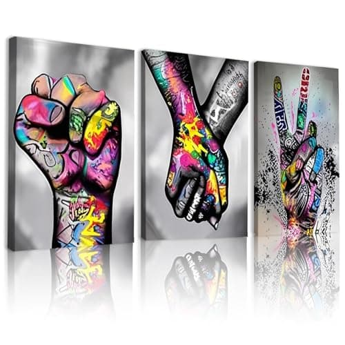 Image of YSYCZ Canvas Wall Art, Modern Print Painting, Colorful Graffiti Pictures Wall Decor for Living Room Hallway Bedroom Office Home Decoration 12"x16"x3pcs