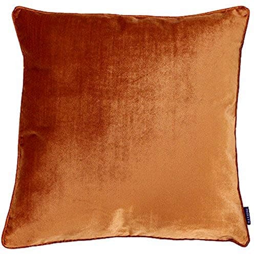 Image of Riva Paoletti Luxe Velvet Polyester Filled Cushion - Rust Orange - Soft Velvet Feel Fabric - Reversible - Hidden Zip Closure - Machine Washable - 100% Polyester Case - 55 x 55cm (22" x 22" inches)