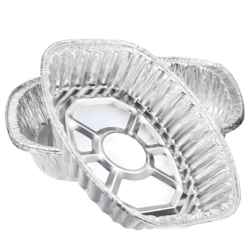 Image of Large Oval Disposable Aluminium Foil Trays for Baking, Roasting, Broiling, Cooking, Food Storage & Party Use – Premium Quality 46 x 36 x 8 cm, Pack of 3, Ideal for BBQs, Catering, and Meal Prep