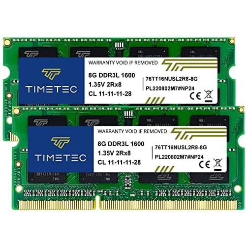 Image of Timetec 16GB Kit (2x8GB) DDR3L/ DDR3 1600MHz PC3-12800 Unbuffered Non-ECC 1.35V CL11 2Rx8 Dual Rank 204 Pin SODIMM Laptop Notebook Computer Memory RAM Module for Intel and AMD